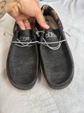 Hey Dude Black Casual Slip-On Loafers with Reflective Laces